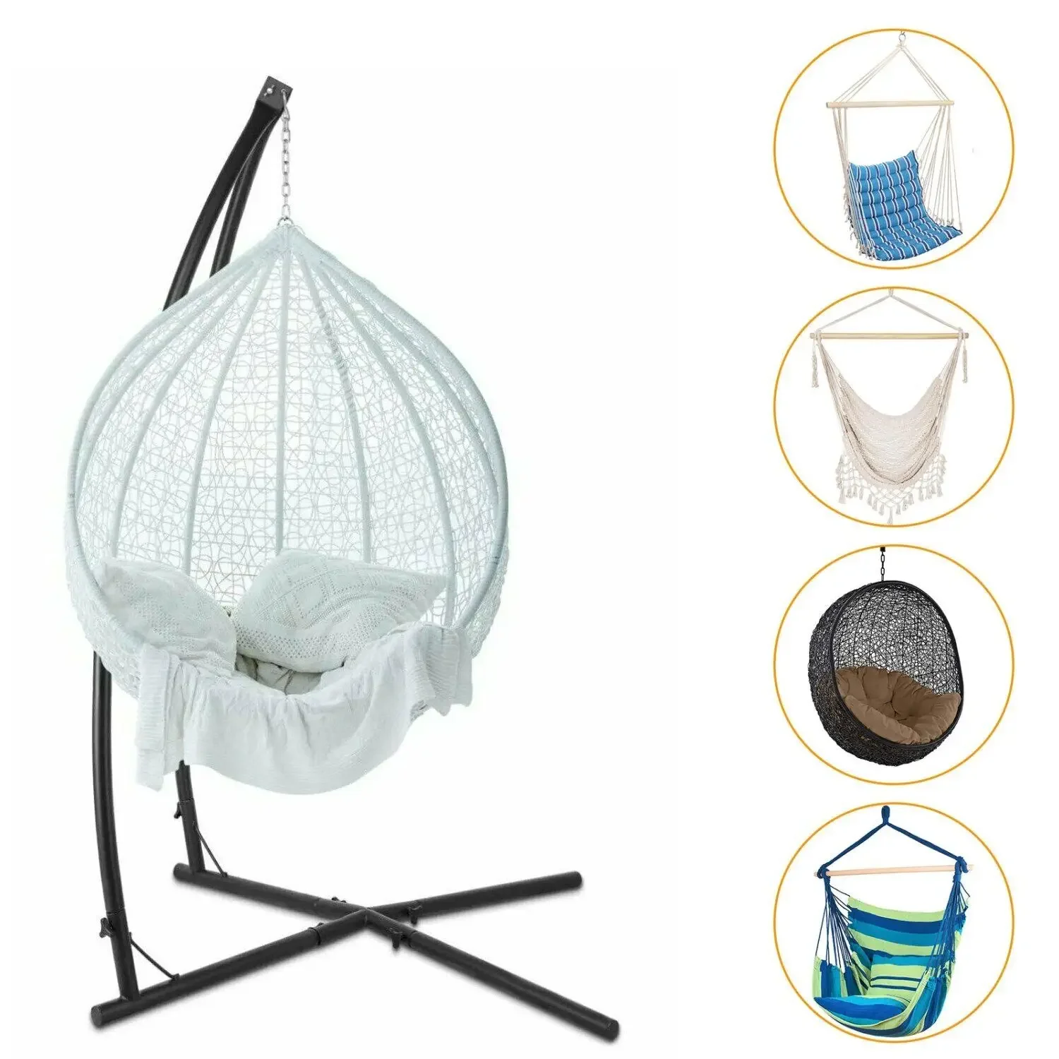Homfa C-Type/ X-Type Hammock Chair Stand Solid Steel Frame With Hook for Porch Swing Hammock Chair Adjustable High 210cm