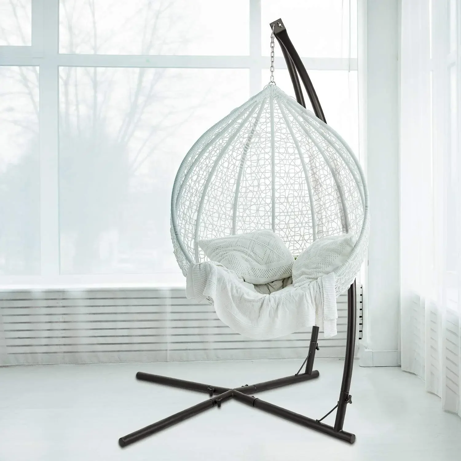 Homfa C-Type/ X-Type Hammock Chair Stand Solid Steel Frame With Hook for Porch Swing Hammock Chair Adjustable High 210cm