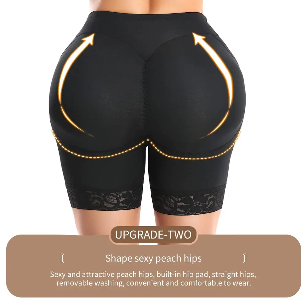 POP CLOSETS Women Hip Padded Booty Lifter Shapewear Thicker Enhancer Removable 4 Pads Control Panty for Bigger Butt
