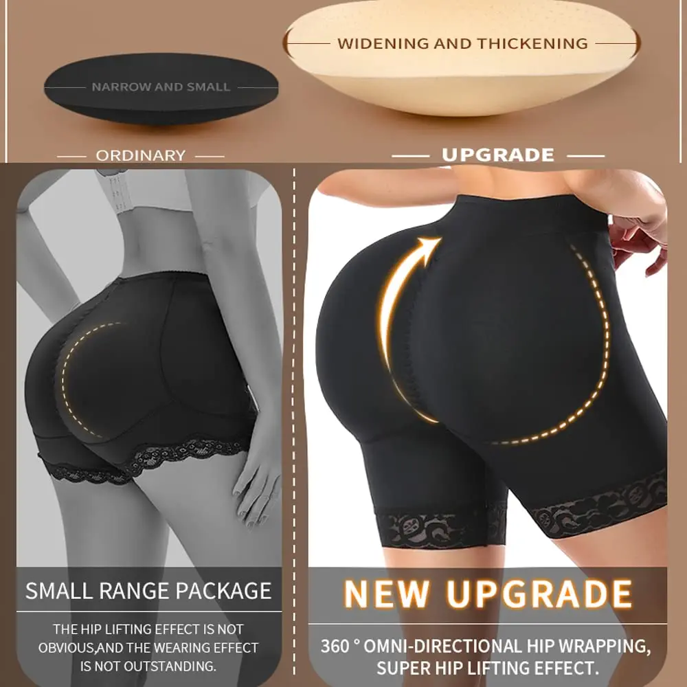 POP CLOSETS Women Hip Padded Booty Lifter Shapewear Thicker Enhancer Removable 4 Pads Control Panty for Bigger Butt
