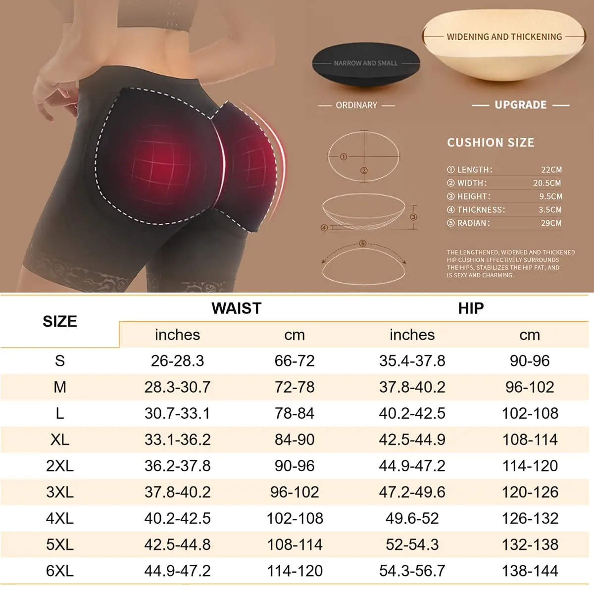 POP CLOSETS Women Hip Padded Booty Lifter Shapewear Thicker Enhancer Removable 4 Pads Control Panty for Bigger Butt