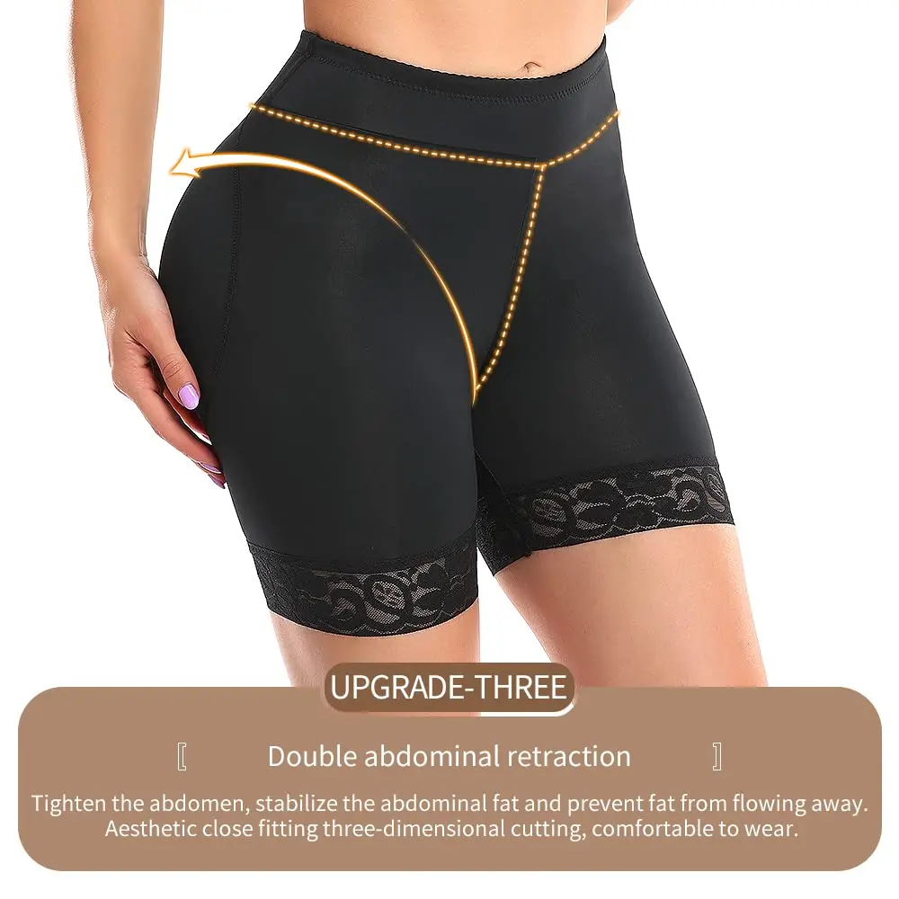 POP CLOSETS Women Hip Padded Booty Lifter Shapewear Thicker Enhancer Removable 4 Pads Control Panty for Bigger Butt