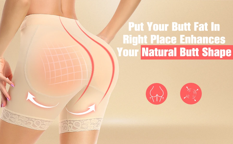 POP CLOSETS Women Hip Padded Booty Lifter Shapewear Thicker Enhancer Removable 4 Pads Control Panty for Bigger Butt