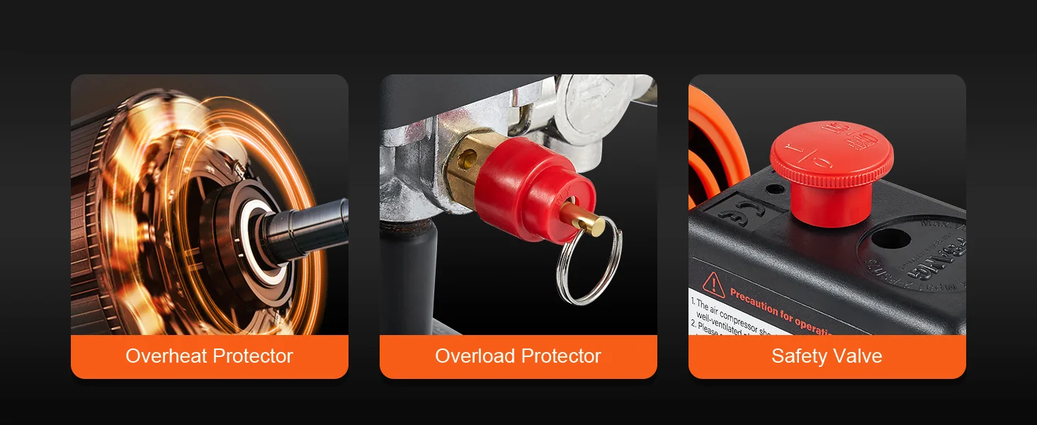SucceBuy Air Compressor 900W 1450W 1800W Oil-free Portable Air Pump for Repair Tire Inflation Woodwork Nailing Compressor