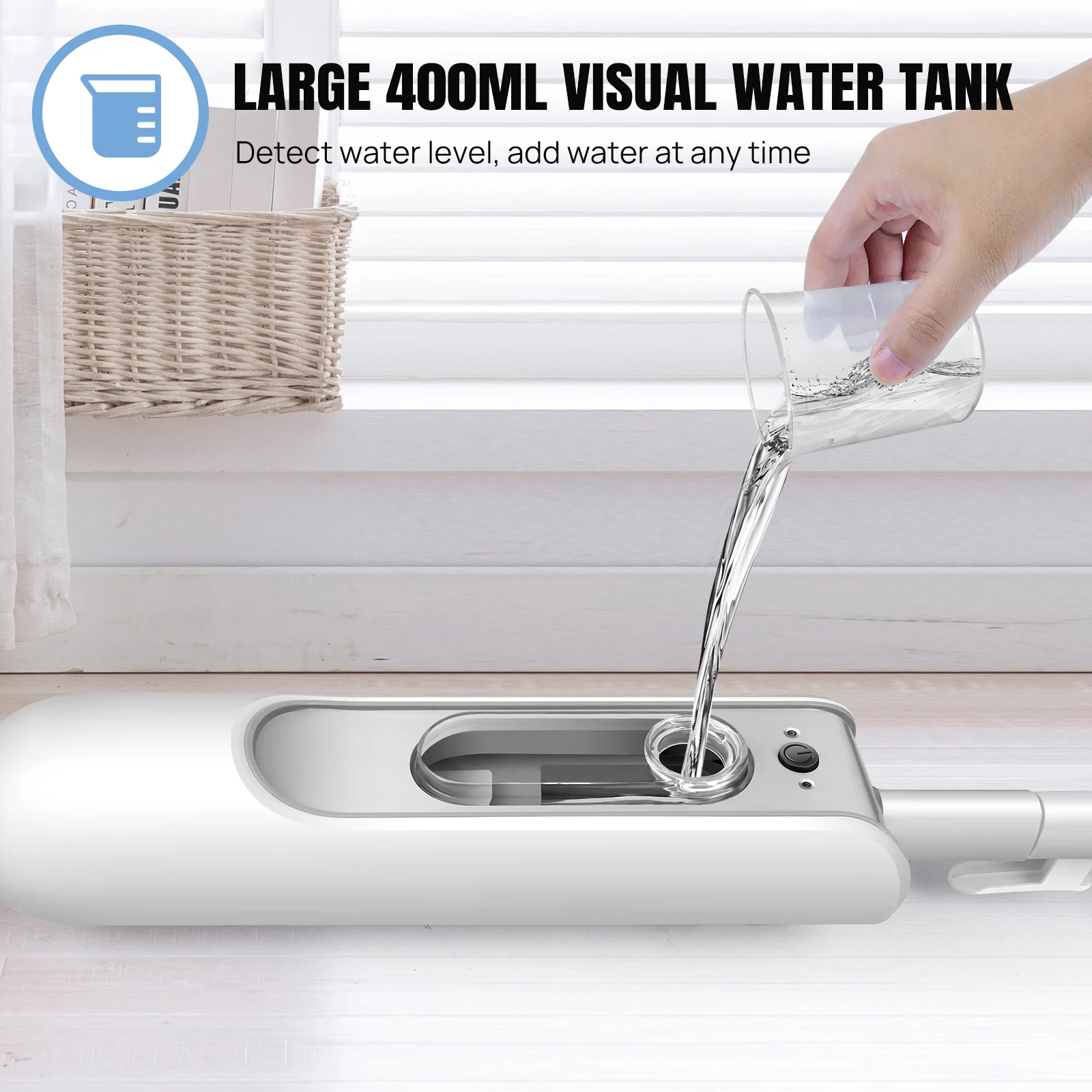 DayPlus Steam Mop & Detachable Steam Cleaner, 1500W Powerful Floor Steamer for Carpet Laminate Hardwood,2 Washable Pads, 400ml