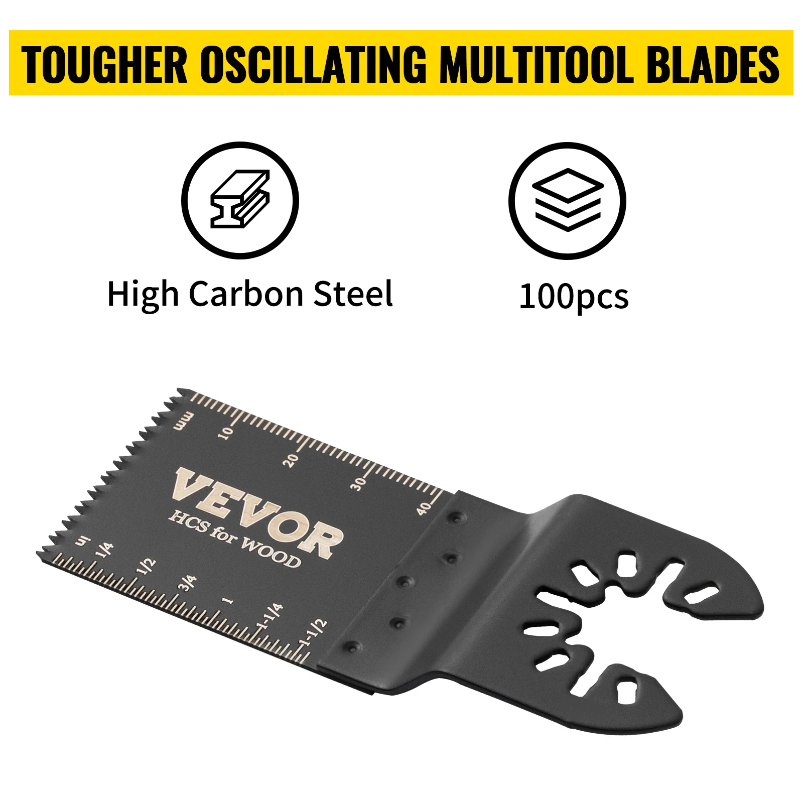 SucceBuy 100PCS Oscillating Saw Blades Quick Release Multitool Blades Kit HCS Tool Blades Cut Cutter for Wood Plastic Metal Nail
