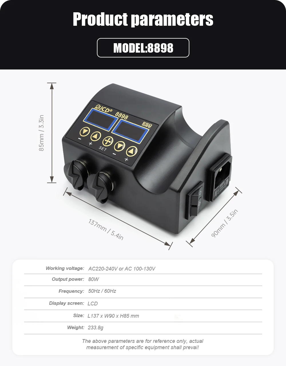 JCD 8898 750W Soldering Station 2 in 1 LCD Digital display Rework Welding Station Kit Soldering Iron Hot Air Repair Solder tools