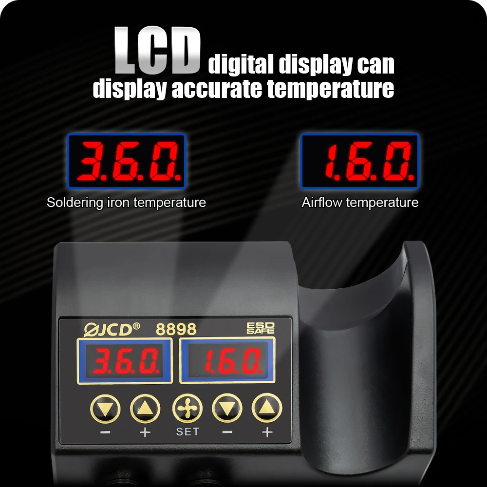 JCD 8898 750W Soldering Station 2 in 1 LCD Digital display Rework Welding Station Kit Soldering Iron Hot Air Repair Solder tools
