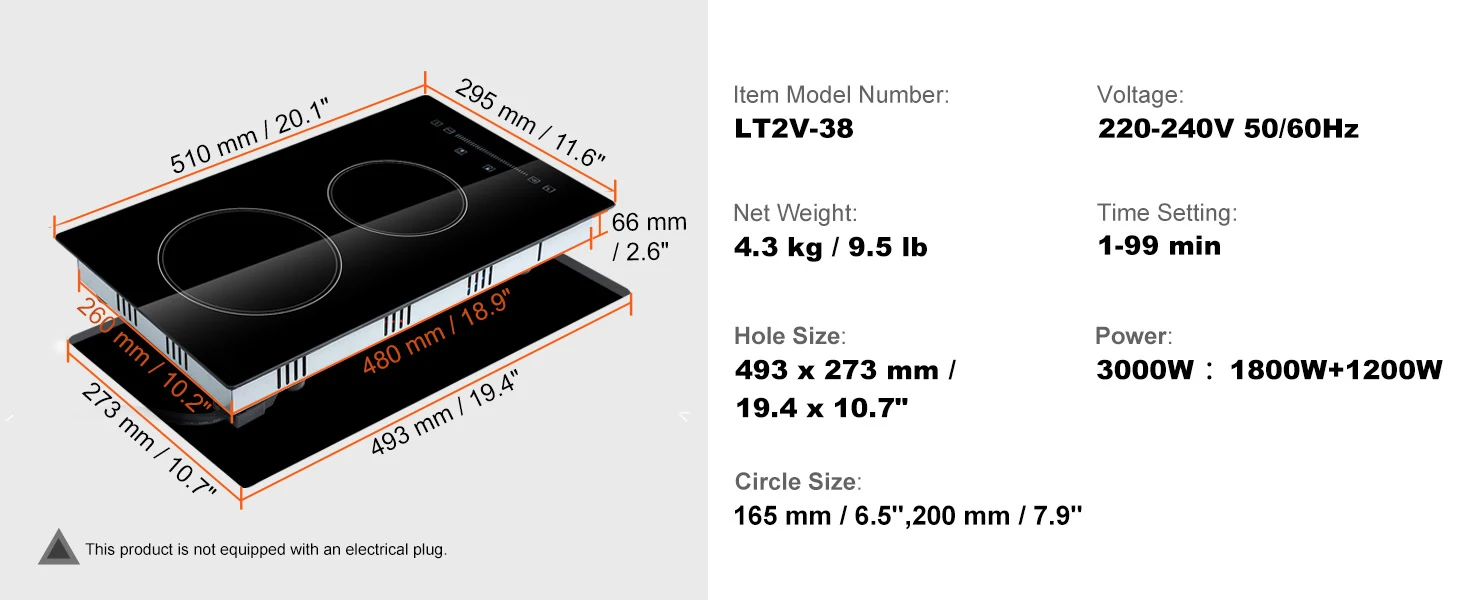 SucceBuy 2/4/5 Burners Built-in Induction Stove Top 12/24/30in Ceramic Glass Electric Cooktop For Household Commercial Cooking