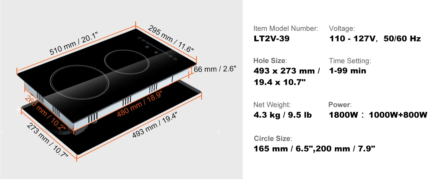 SucceBuy 2/4/5 Burners Built-in Induction Stove Top 12/24/30in Ceramic Glass Electric Cooktop For Household Commercial Cooking