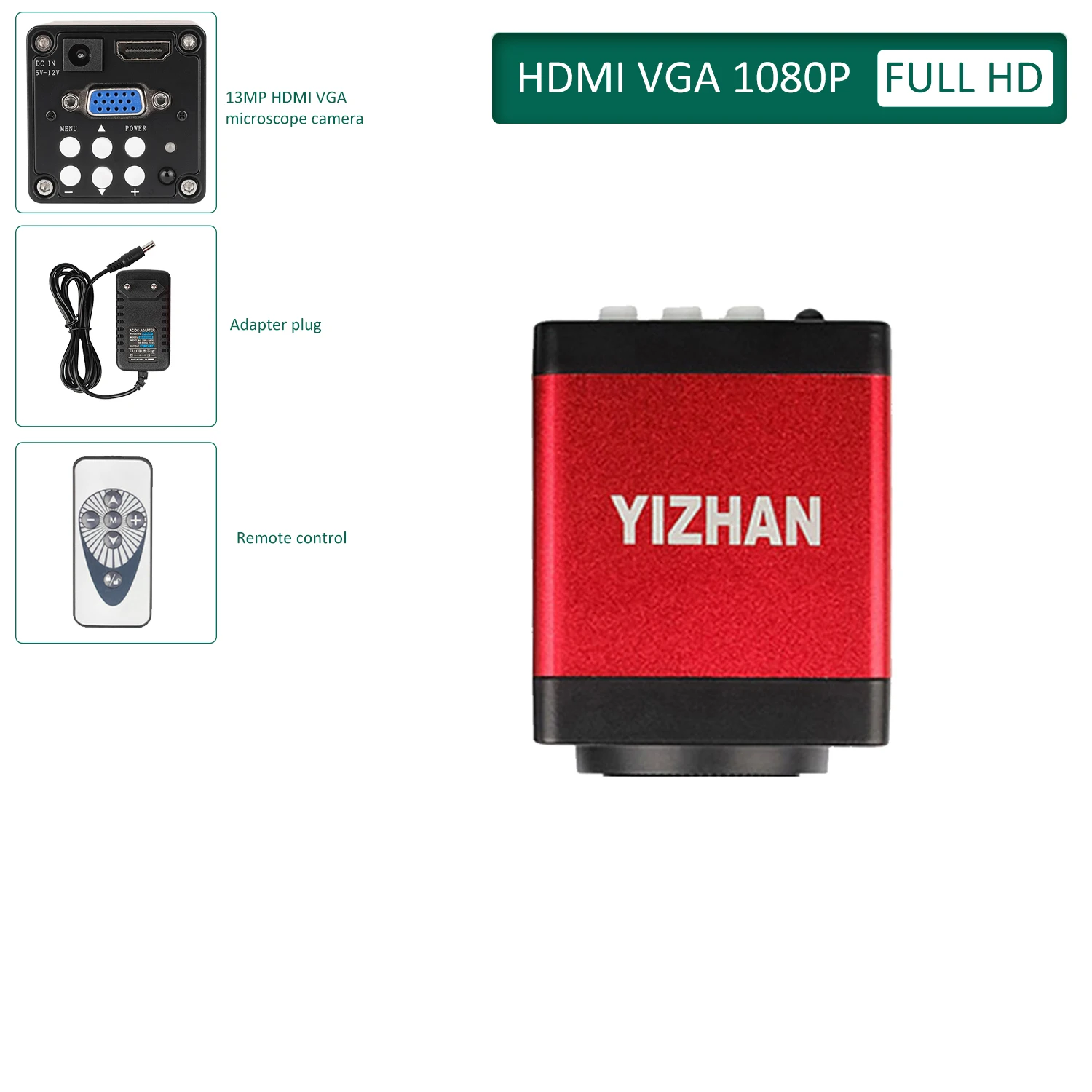 YIZHAN Digital Microscope 4K FULL HD HDMI VGA 1080P Industrial Camera C-Mount Via Type Measurement 150x Lens For Soldering Phone