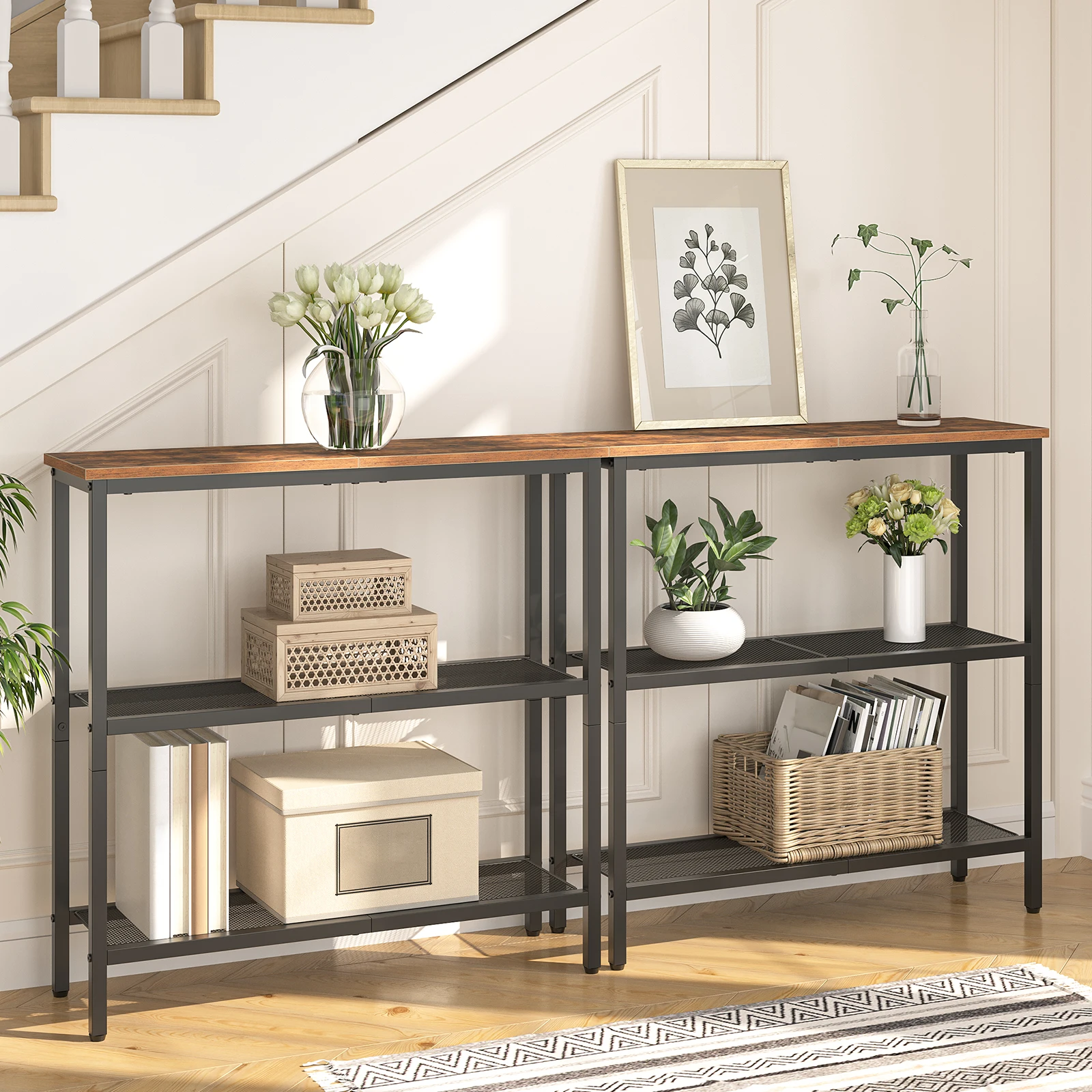 29.5" Narrow Console Table 3-Tier Entryway Table Thin Sofa Table with Shelves Side Table