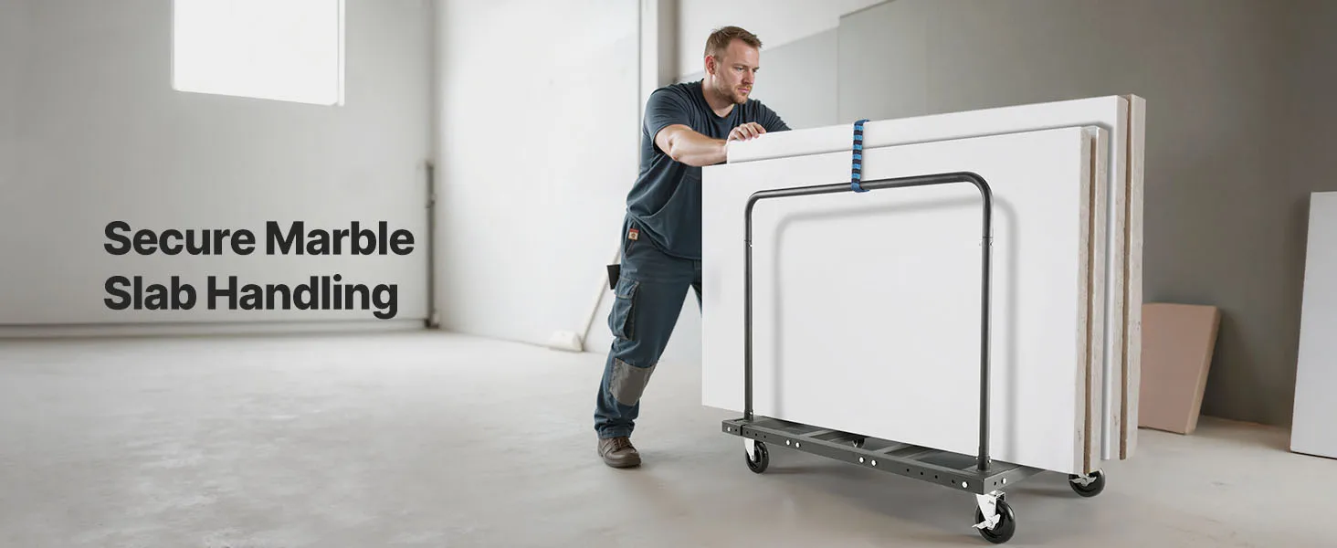SucceBuy 1800Lbs Drywall Panel Dolly Steel Truck Cart with 5in Swivel Casters & Tie-Down Strap Lumber Cart for Factory Warehouse