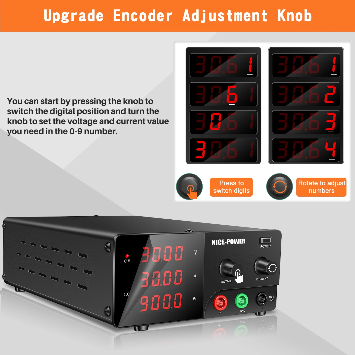 30V 30A 20A 60V 10A Lab Bench Power Supply 900W Digital Adjustable Regulated DC Power Supply Variable Voltage Shipping From USA
