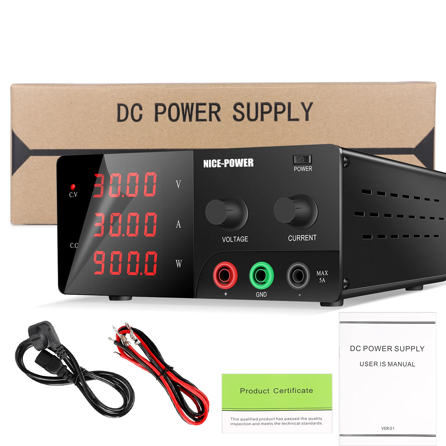 30V 30A 20A 60V 10A Lab Bench Power Supply 900W Digital Adjustable Regulated DC Power Supply Variable Voltage Shipping From USA