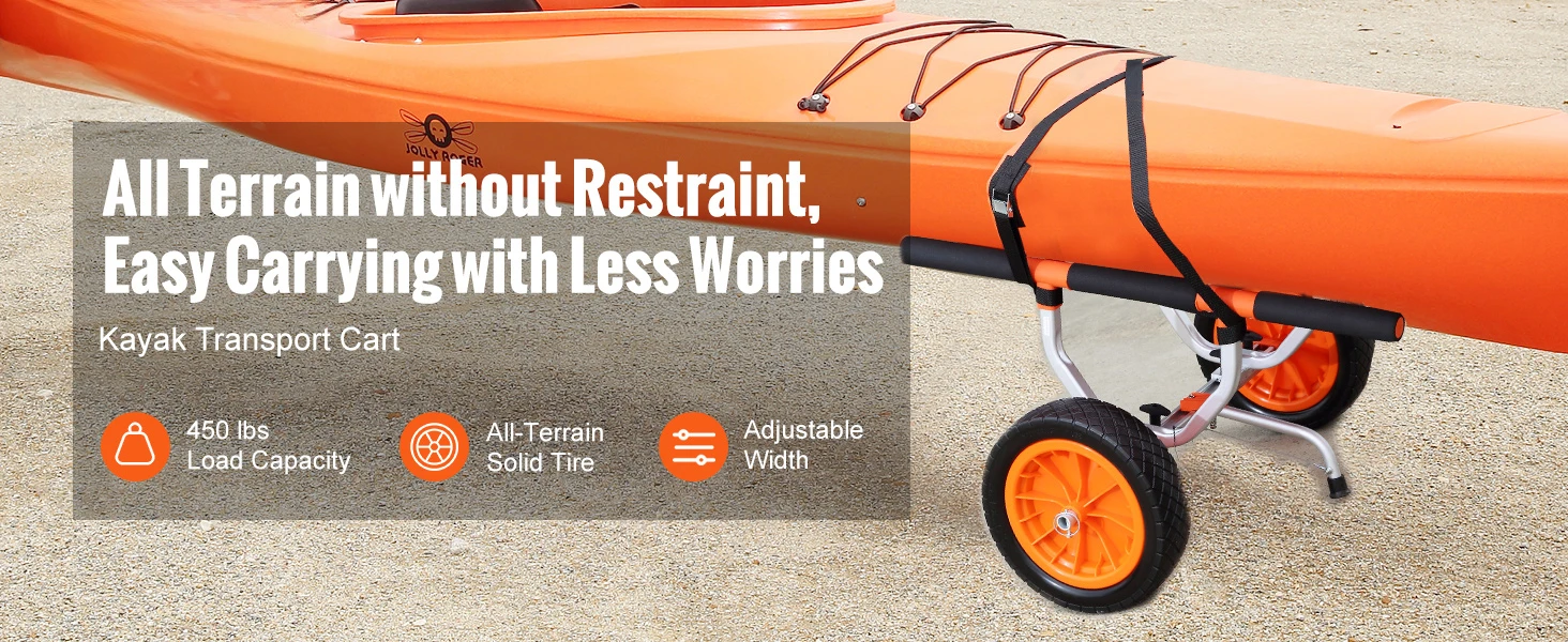 SucceBuy Kayak Cart 450lbs Detachable Canoe Trolley Cart with 12'' Tires Adjustable Width for Paddleboards Float Mats Jon Boats