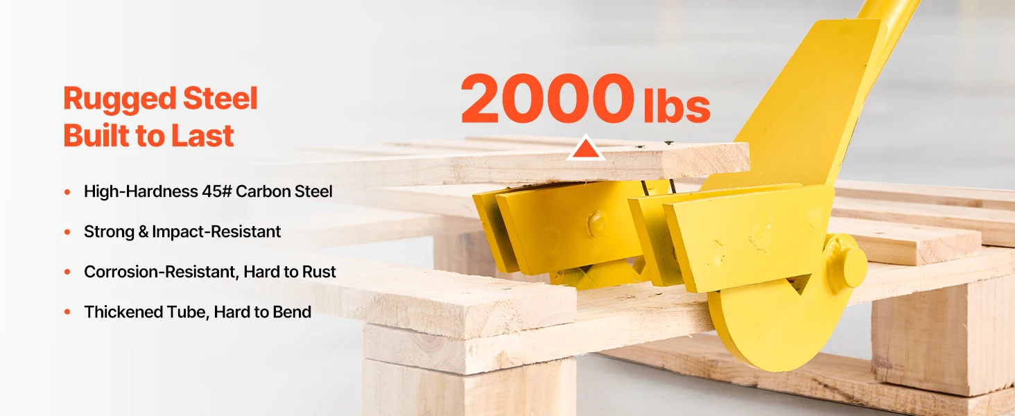 SucceBuy 2000lbs Pallet Buster Tool 41in Steel Handle Wrecking Pry Breaker Bar Deck Board Removal Tool for Flooring Drywall