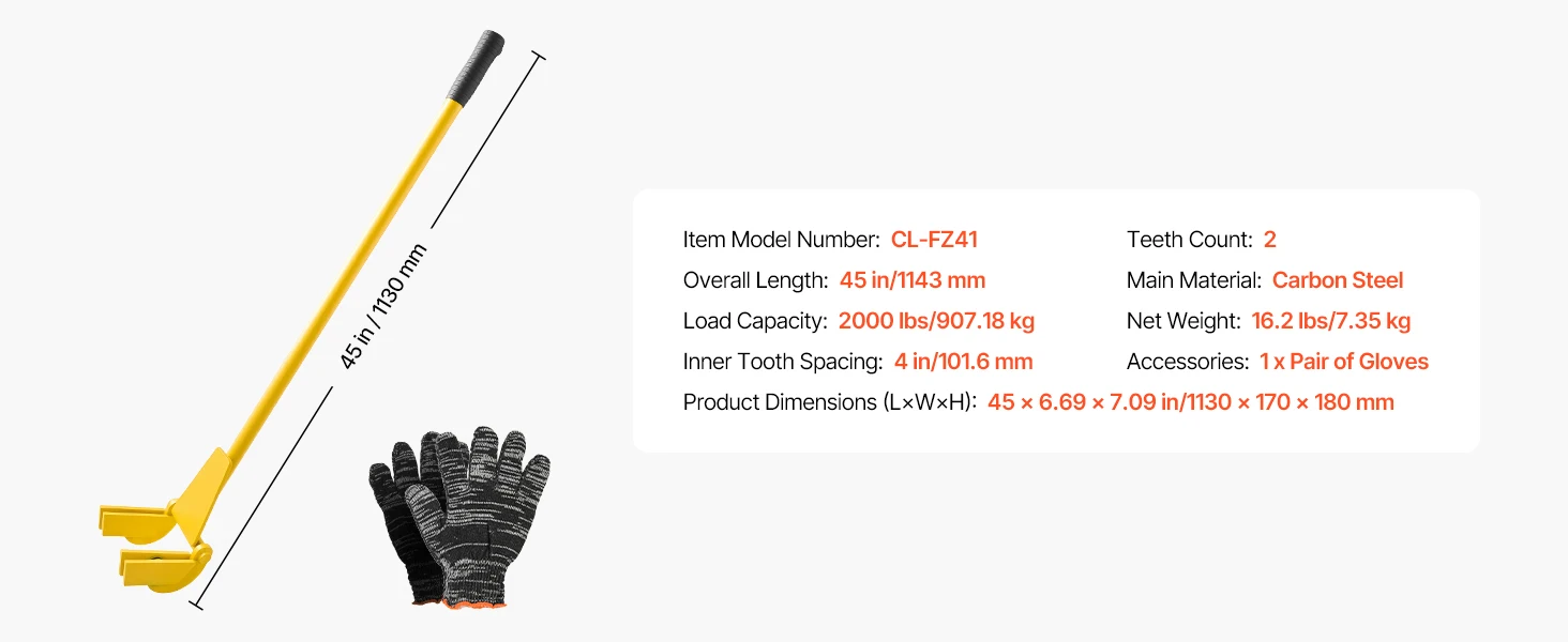 SucceBuy 2000lbs Pallet Buster Tool 41in Steel Handle Wrecking Pry Breaker Bar Deck Board Removal Tool for Flooring Drywall
