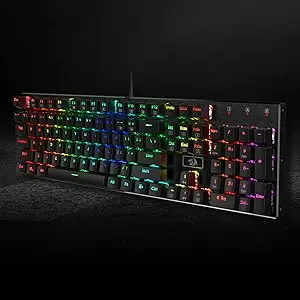Redragon K660 (K556 TKL) RGB LED Backlit Wired 104 Keys Hot-Swap Noise Absorbing Foams Mechanical Gaming Keyboard, Red Switch
