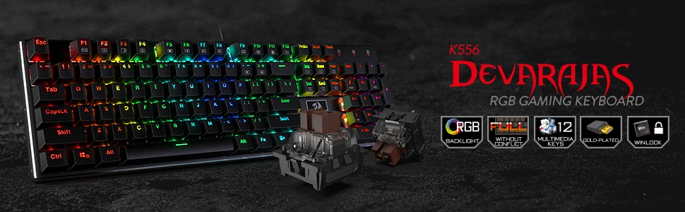 Redragon K660 (K556 TKL) RGB LED Backlit Wired 104 Keys Hot-Swap Noise Absorbing Foams Mechanical Gaming Keyboard, Red Switch