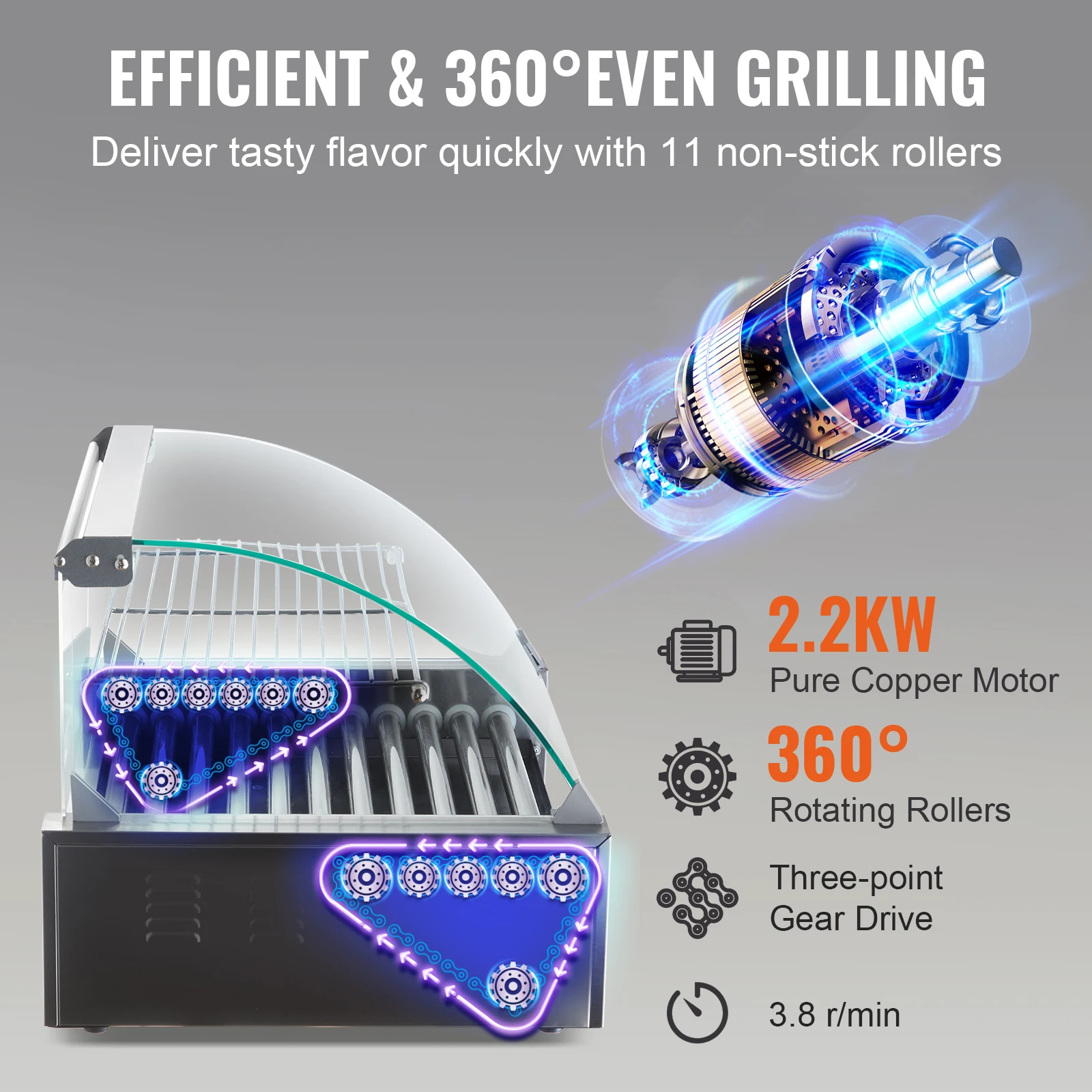 SucceBuy 5/7/11 Rods Commercial Hot Dog Roller Electric Sausage Maker Barbecue Grill Machine for Camping Party Home Appliance