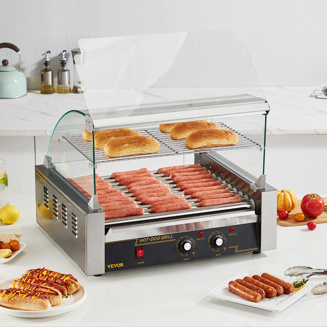 SucceBuy 5/7/11 Rods Commercial Hot Dog Roller Electric Sausage Maker Barbecue Grill Machine for Camping Party Home Appliance