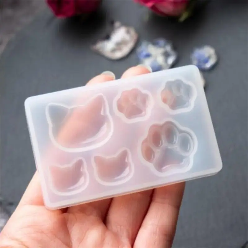 Small Cat Claw Crystal Epoxy Resin DIY Silicone Mold Cat Face Cat Claw Keychain Jewelry Pendant Mold