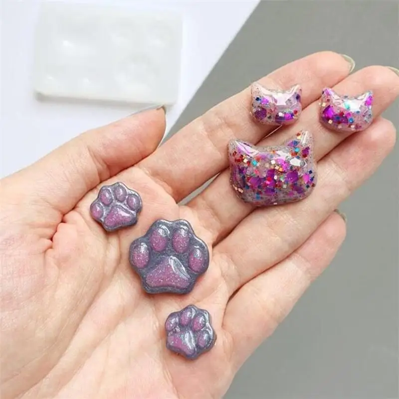 Small Cat Claw Crystal Epoxy Resin DIY Silicone Mold Cat Face Cat Claw Keychain Jewelry Pendant Mold