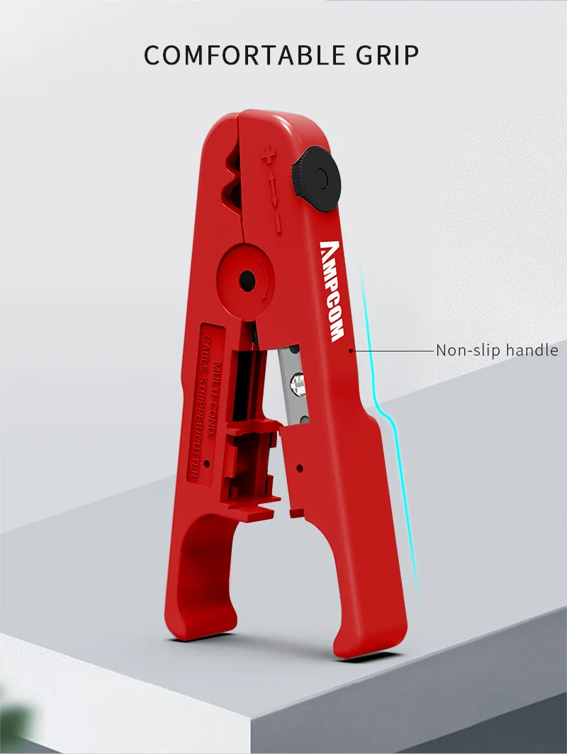 AMPCOM Wire Stripper Ethernet Cable Cutter Round Cable Cutting Tool Lan Cable Stripping Tool for CAT7 CAT6 CAT5E CAT5 Round Wire