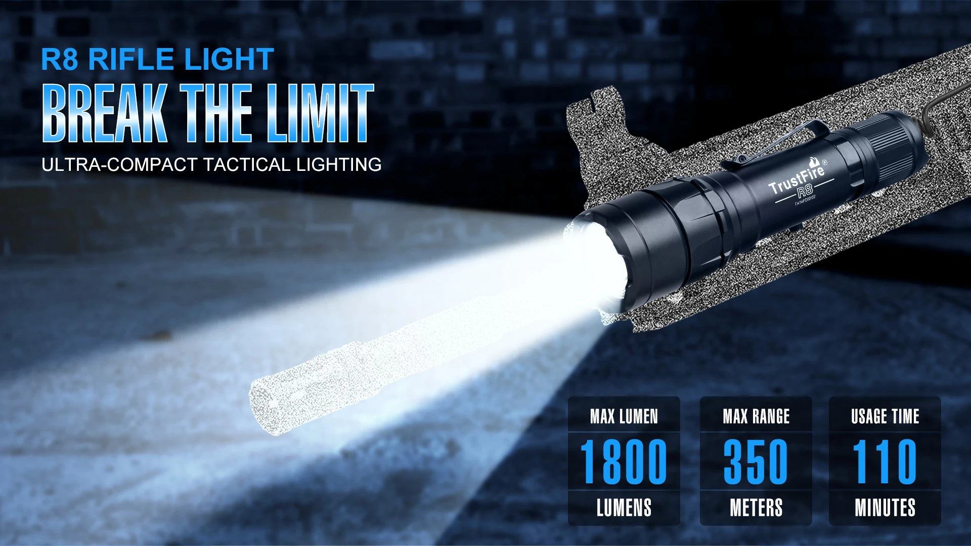 TrustFire R8 Army Tactical Flashlight 1700 Lumen 350 Meters Self Defense 18650 Battery Powerful Torch LED Lamp Hunting Lighting