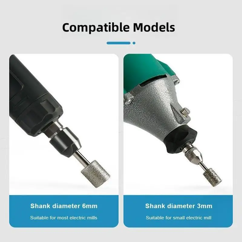 3mm-20mm Stone Grinding Burr Grinding 3/6mm Shank Grinding Head for for Dremel Rotary Stone Gemstone Carving