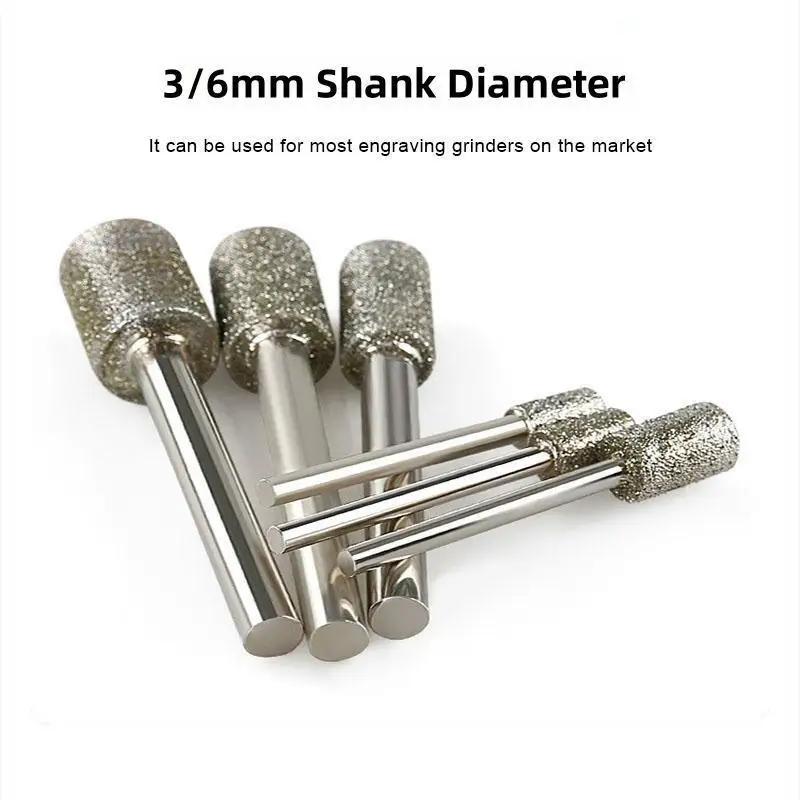 3mm-20mm Stone Grinding Burr Grinding 3/6mm Shank Grinding Head for for Dremel Rotary Stone Gemstone Carving