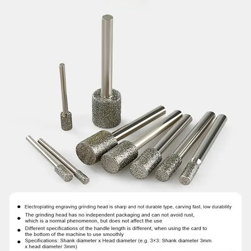 3mm-20mm Stone Grinding Burr Grinding 3/6mm Shank Grinding Head for for Dremel Rotary Stone Gemstone Carving