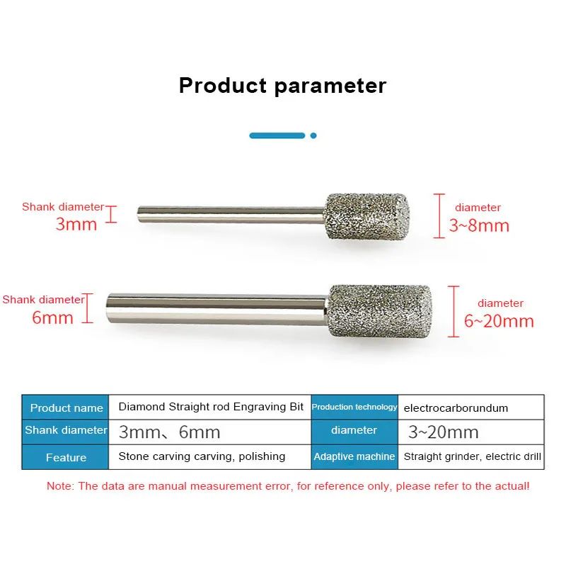 3mm-20mm Stone Grinding Burr Grinding 3/6mm Shank Grinding Head for for Dremel Rotary Stone Gemstone Carving