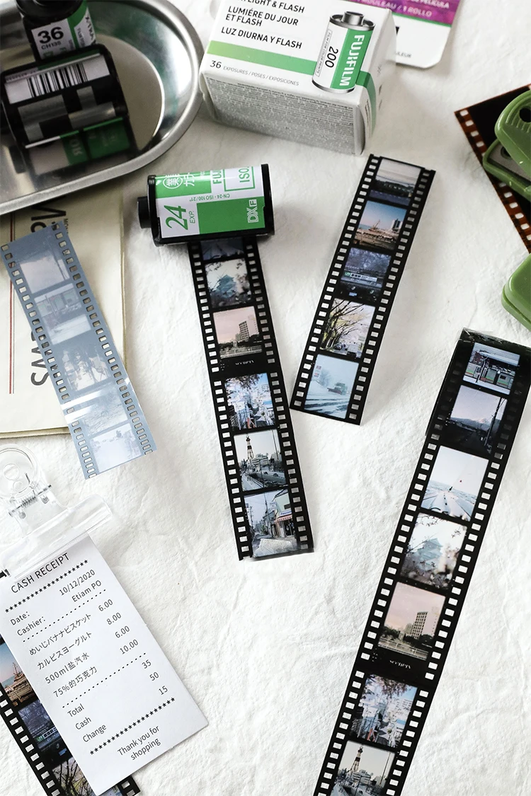 25mm*2m Retro Film Theme PET Tapes DIY Scrapbooking Collage Stationery Decor Journalling Materials Ins Adhesive Tapes