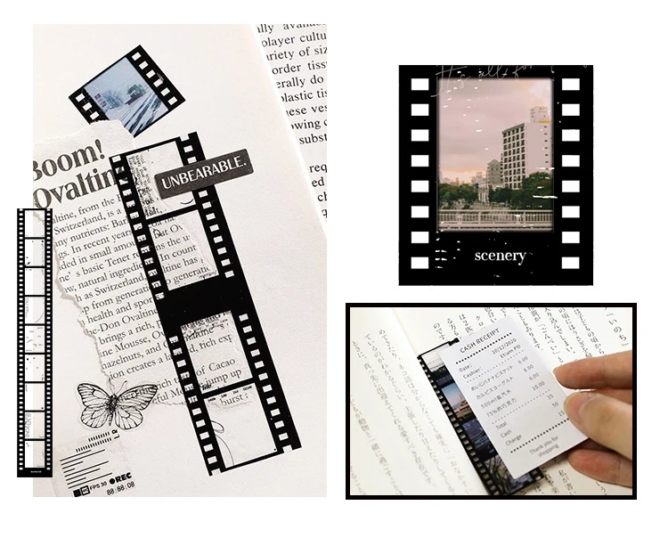 25mm*2m Retro Film Theme PET Tapes DIY Scrapbooking Collage Stationery Decor Journalling Materials Ins Adhesive Tapes