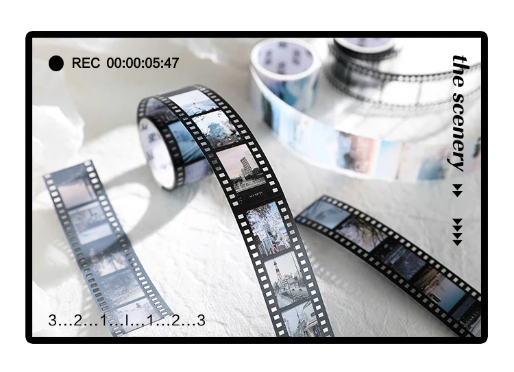 25mm*2m Retro Film Theme PET Tapes DIY Scrapbooking Collage Stationery Decor Journalling Materials Ins Adhesive Tapes