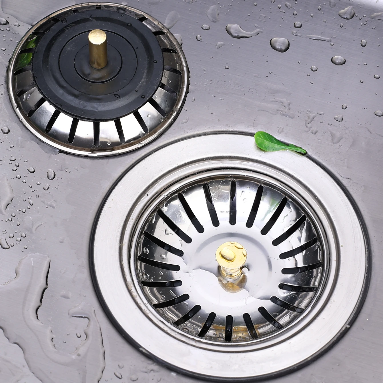 Wholesale Kitchen Sink Strainers with Handle Stopper Sink Drain Basket Stainless Steel Mesh Filter Waste Hole Trap Strainer