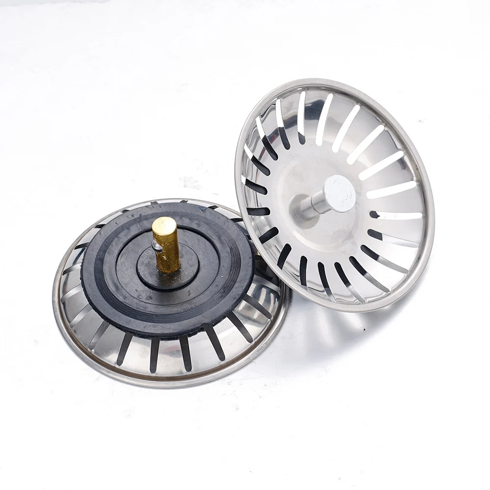 Wholesale Kitchen Sink Strainers with Handle Stopper Sink Drain Basket Stainless Steel Mesh Filter Waste Hole Trap Strainer