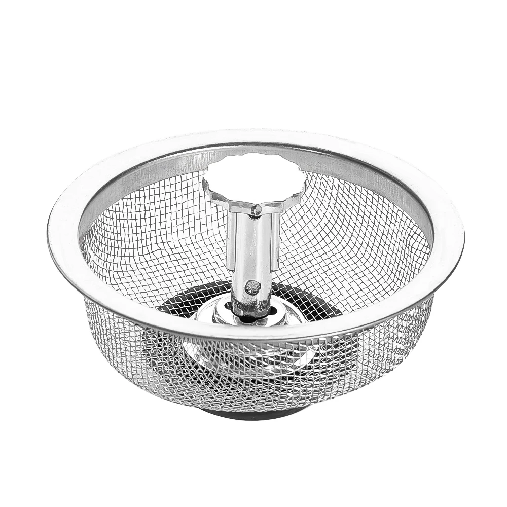 Wholesale Kitchen Sink Strainers with Handle Stopper Sink Drain Basket Stainless Steel Mesh Filter Waste Hole Trap Strainer