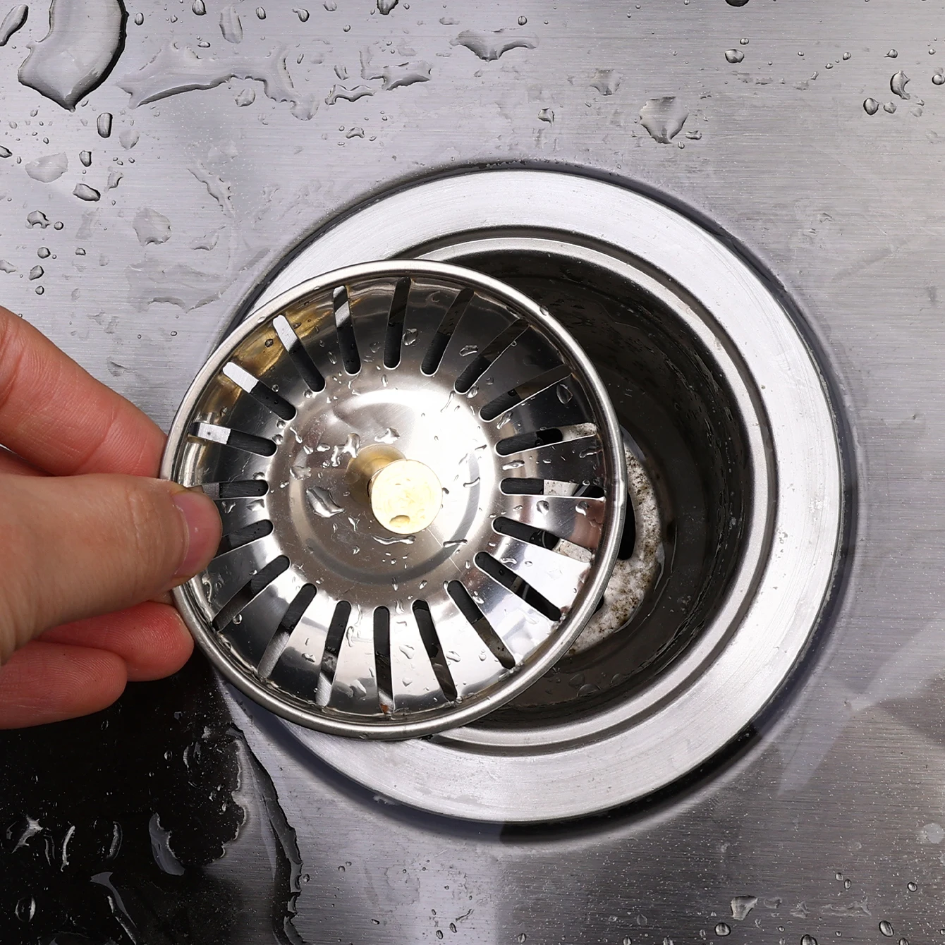 Wholesale Kitchen Sink Strainers with Handle Stopper Sink Drain Basket Stainless Steel Mesh Filter Waste Hole Trap Strainer