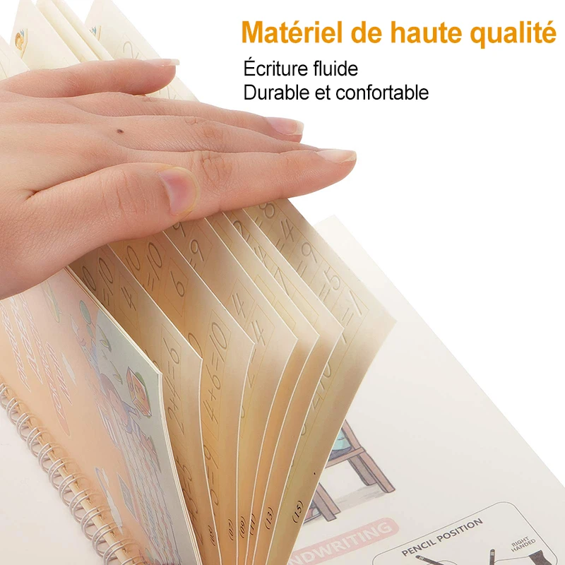 4pcs French Magic Practice Copybook Pen Preschools Kids Calligraphy Notebook Children Reusable Français Writing Book Age 3-8