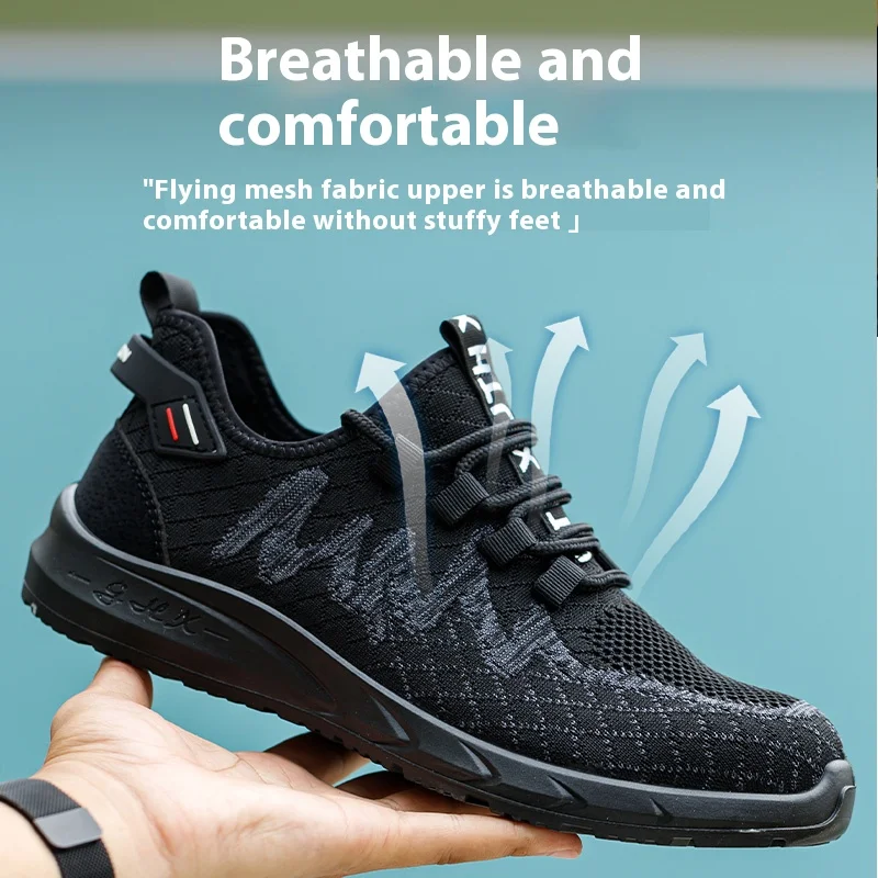 48 Size Unisex Work Safety Shoes Steel Toe Cap Light Breathable Sneaker For Men Anti-smash And Anti-puncture Safety Sneakers