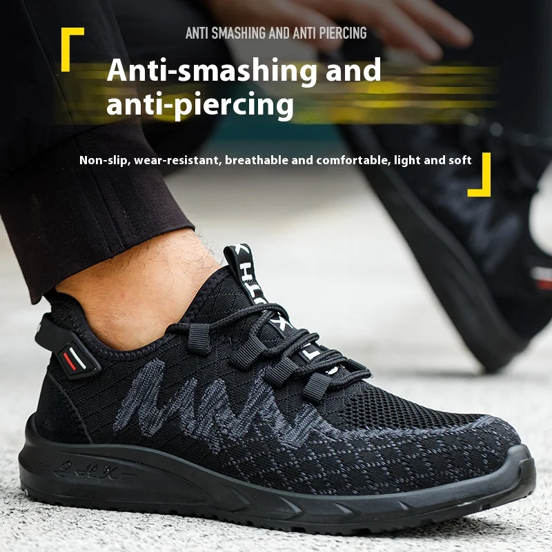 48 Size Unisex Work Safety Shoes Steel Toe Cap Light Breathable Sneaker For Men Anti-smash And Anti-puncture Safety Sneakers