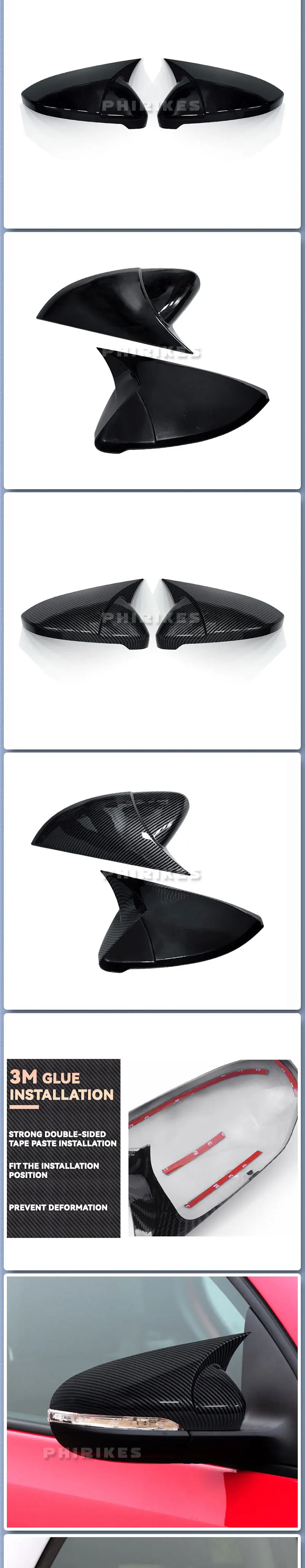 For VW Golf MK6 MK7 7.5 GTI R GTD Base 2009-2020 2Pcs Side RearView Mirror Cover Caps Mirror Tools Case Gloss Black Tuning New