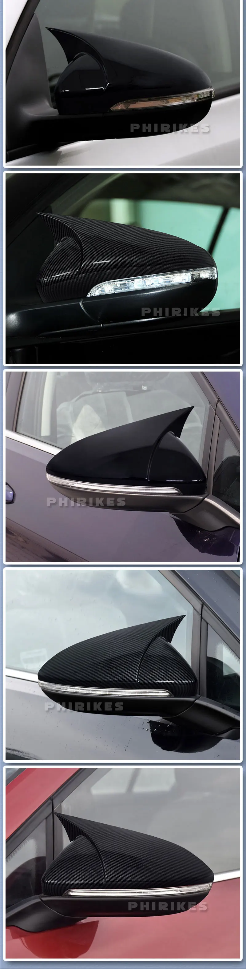 For VW Golf MK6 MK7 7.5 GTI R GTD Base 2009-2020 2Pcs Side RearView Mirror Cover Caps Mirror Tools Case Gloss Black Tuning New