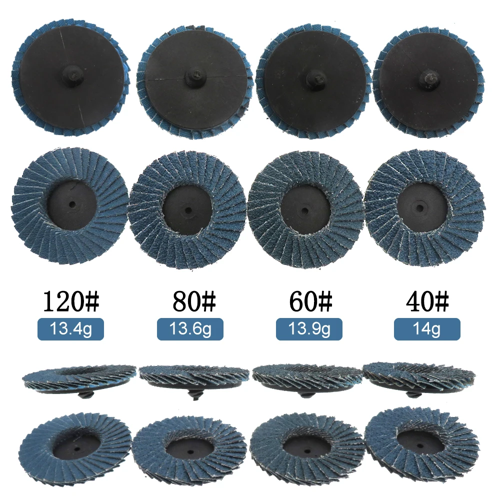 6/10/22/42 Pcs 2 Inch Quick Change Roll Lock Flap Disc 40/60/ 80/120 Grit Sanding with Pad Holder Conditioning Disc for Grinding
