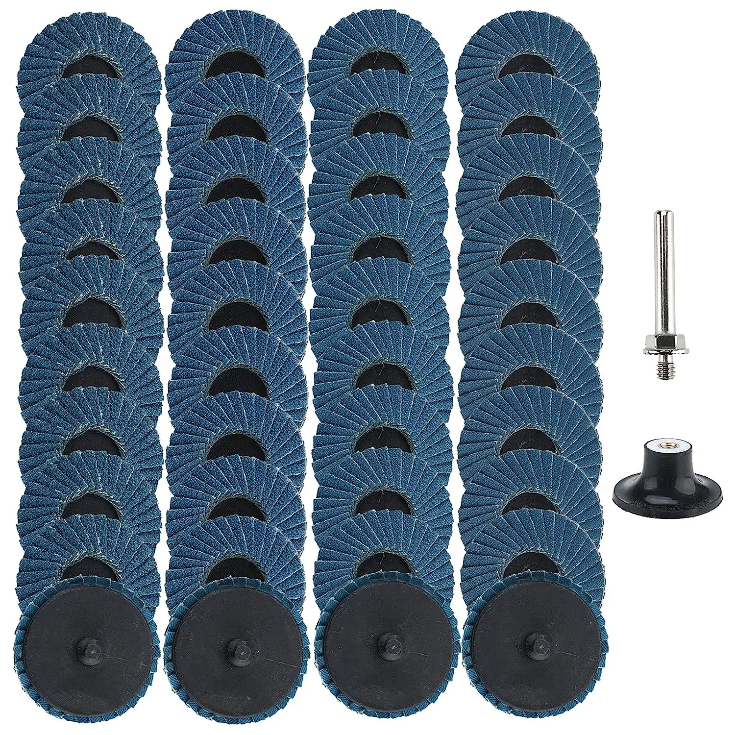 6/10/22/42 Pcs 2 Inch Quick Change Roll Lock Flap Disc 40/60/ 80/120 Grit Sanding with Pad Holder Conditioning Disc for Grinding