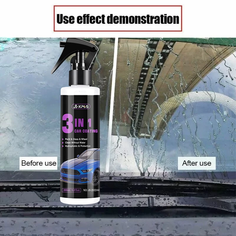 3 in 1 Car Ceramic Coating Nano Super Hydrophobic Protection Polishing Spraying Quick Coat Glass ,Wheel & Paint Care JB XPCS 44