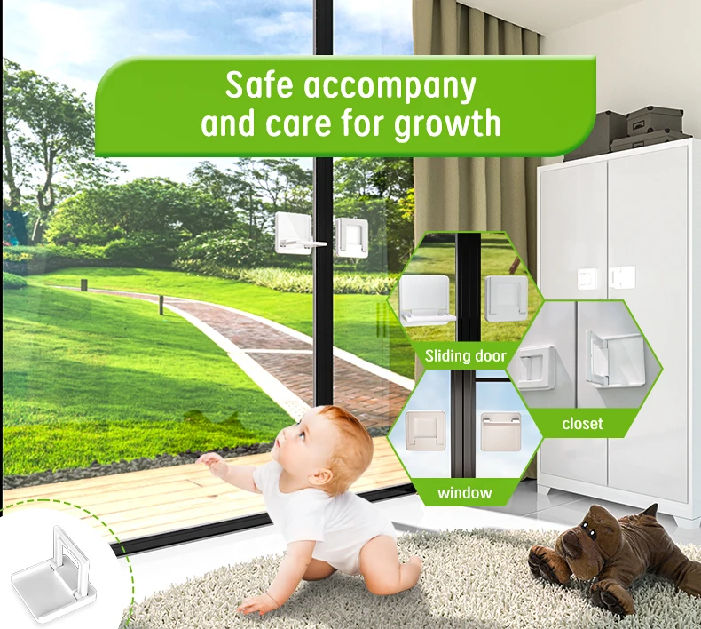 MIRTHBABY Baby Safety Window Slide Locks For Kids Child Proof Patio Sliding Glass Door Lock White